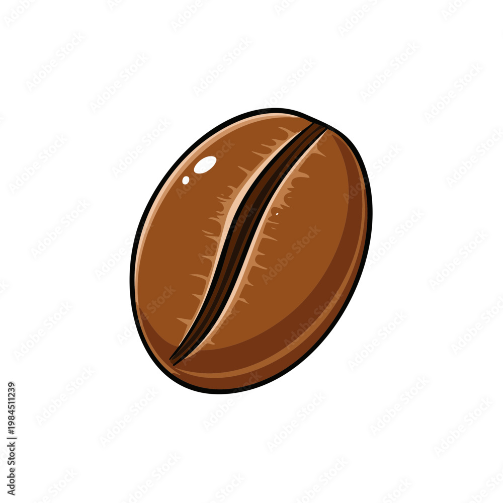 Obraz premium Single Roasted Coffee Bean with a Deep Crease and Glossy Finish