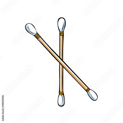 Two Crossed Cotton Swabs for Cleaning and Hygiene