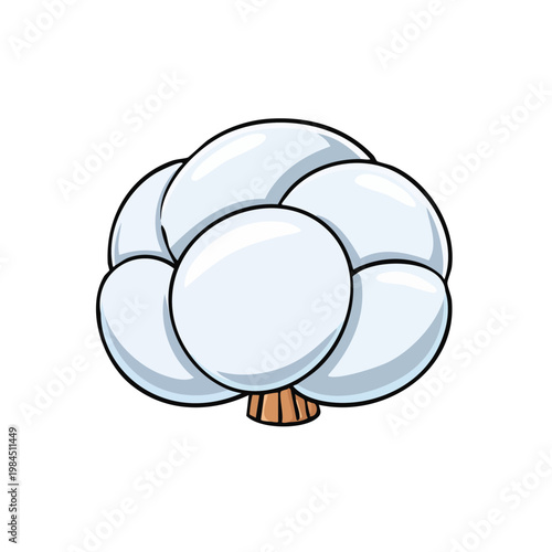 Cartoon illustration of a fluffy white cloud resembling cotton candy isolated on white background