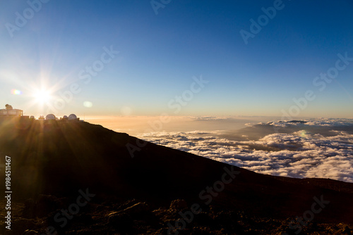 Tableau sur toile Haleakala observatory above the clouds at sunrise Maui Hawaii