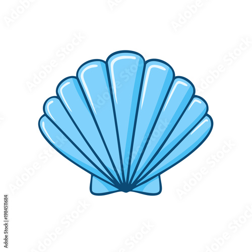 Vibrant Blue Scallop Shell Illustration Aquatic Marine Life Symbol