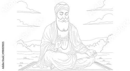 Guru Nanak Dev Ji meditation outdoors