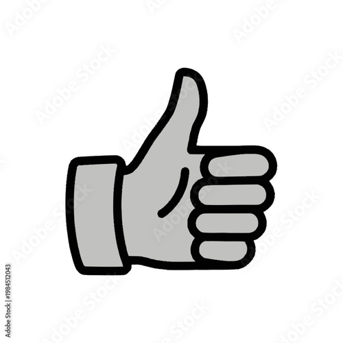Simple vector illustration of a hand giving a thumbs-up gesture, symbolizing approval, positivity, agreement, and social media liking
