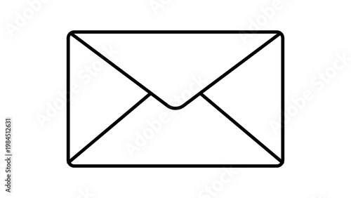 Quadro su tela Minimalist Black Line Vector Icon of a Closed Email Envelope on a White Background