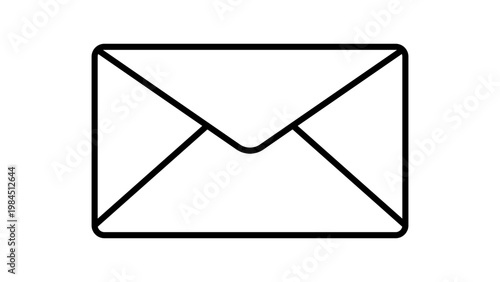 Cuadro en lienzo Minimalist black line vector icon of a closed envelope on a white background