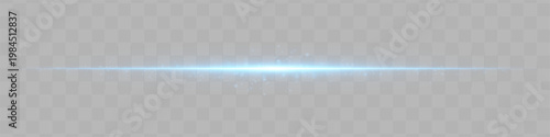 Abstract horizontal glowing light line with soft particles and subtle energy trail, isolated on transparent background for visual effects and overlay design use