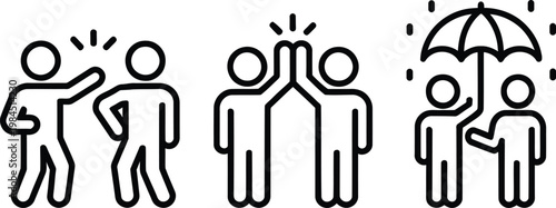 Illustrations of different types of social interactions and support among people