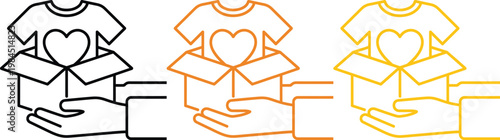 Visual representation of a t-shirt unboxing process with vector outlines and segmentation