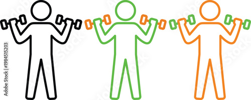 Three stick figure illustrations showing progressive color overlay and segmentation