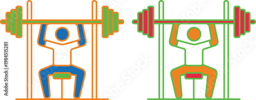 Weightlifting exercise depicted with overlapping visual effects on barbell and bench press