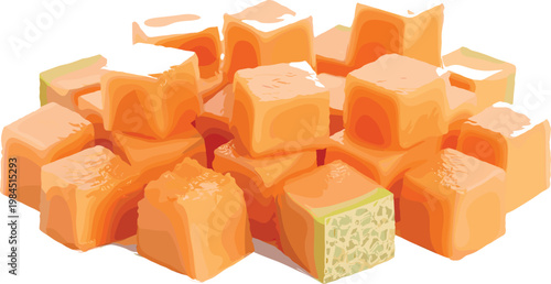 Turkish delight cubes stack with powdered sugar traditional dessert sweets vector illustration oriental confectionery collection