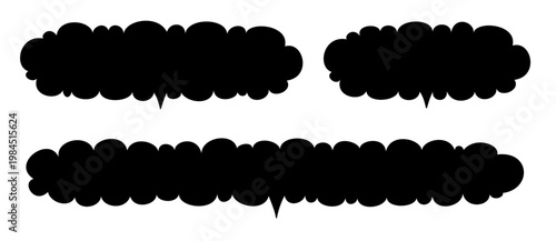 fine puffy cloud speech bubble with bottom tail– 3 width variations