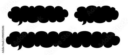 rough puffy cloud speech bubble with bottom left tail– 3 width variations
