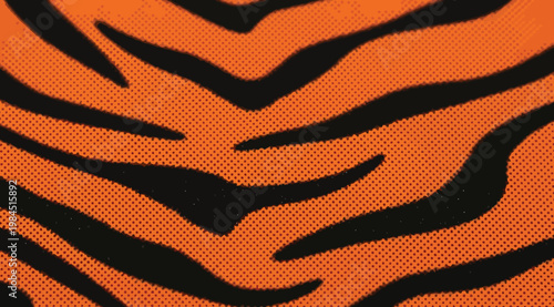 Abstract tiger fur pattern background with black stripes on orange texture