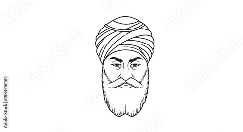 Man with turban and beard illustration
