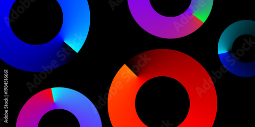 Abstract Neon Circles on Black Background