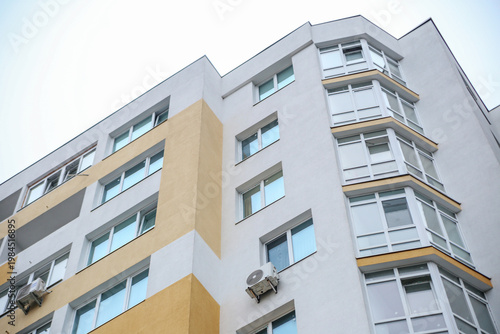 Modern Apartment Building Corner With Glass Balconies