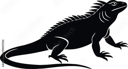 Iguana lizard reptile animal silhouette vector art