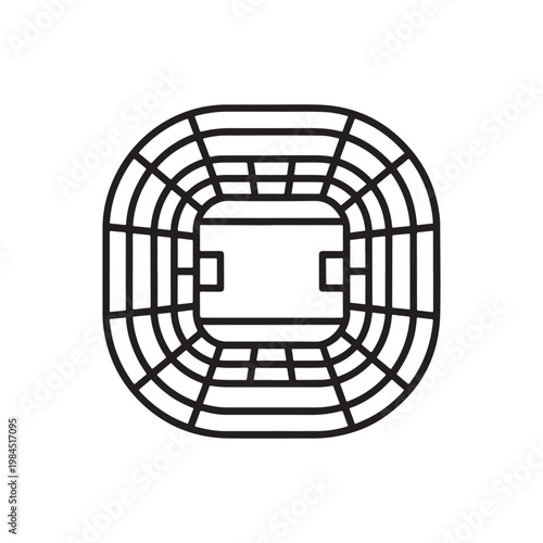 Football Stadium Icon Top View Minimal Line Vector