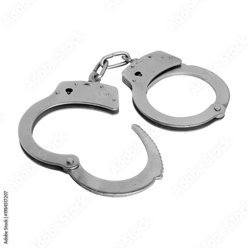 Metal Handcuffs Symbol of Arrest and Law Enforcement Control on transparent background png