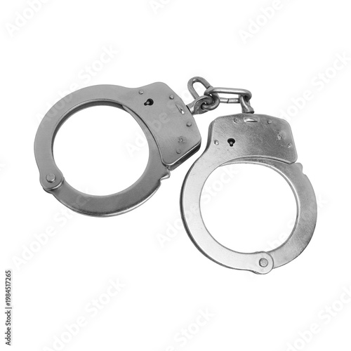 Steel Handcuffs Isolated Symbol of Detention and Authority on transparent background png