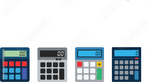 Calculator icons set with different styles digital devices math tools vector illustration office finance collection design