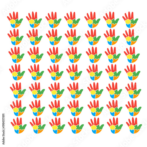 autistic puzzle hand pattern background