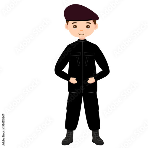 Male Prison Officer Hands on Waist Leadership Pose Character