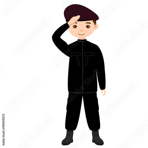 Male Correctional Officer Saluting Respect Gesture Illustration