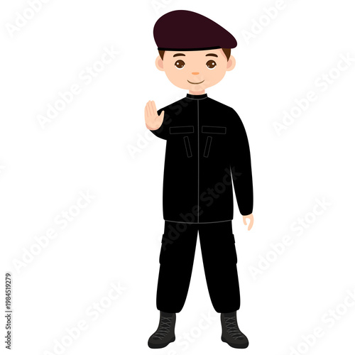 Male Correctional Officer Thumbs Up Positive Gesture Character