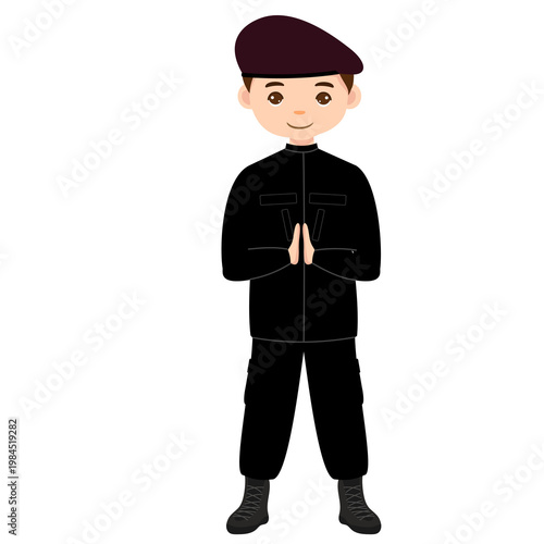 Male Correctional Officer Respect Gesture Hand on Chest