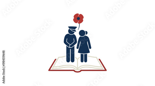 Remembrance Day Symbol Soldier and Woman with Poppy