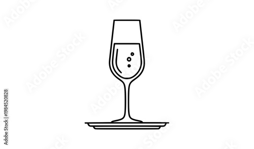 Elegant champagne glass tray monoline vector dolce vita lifestyle drink icon minimal luxury illustration