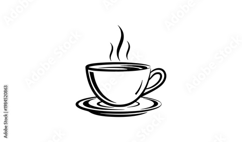 Elegant tea cup monoline vector dolce vita hot drink icon minimal cafe lifestyle illustration design