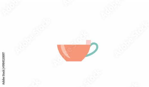 Minimal tea cup vector flat design hot beverage dolce vita cafe concept clean modern illustration
