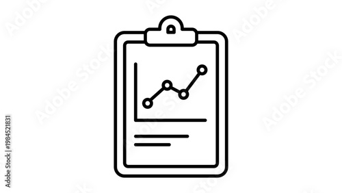 Obraz na płótnie Minimalist Clipboard with Line Graph Vector Icon Featuring Editable Stroke for Business Reports, Medical Charts, Data Analysis, and Progress Tracking; Clean Outline Illustration on White