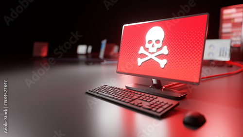 Computer network, cybersecurity, cloud computing concept. 3D render.