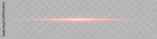 Abstract horizontal glowing light line with soft particles and subtle energy trail, isolated on transparent background for visual effects and overlay design use