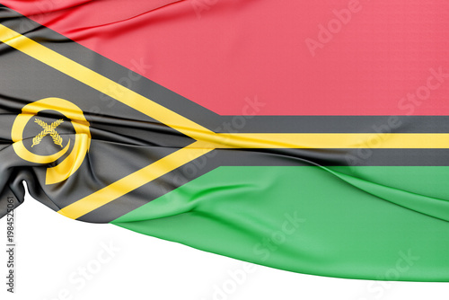 Vanuatu flag displaying national symbol waving fabric. 3d render