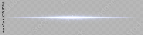 Abstract horizontal glowing light line with soft particles and subtle energy trail, isolated on transparent background for visual effects and overlay design use