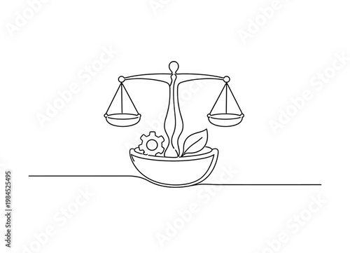 Balanced resource management and efficient use of limited capacity in daily operations, a minimal line shaping a container that seamlessly adjusts into a balanced scale,