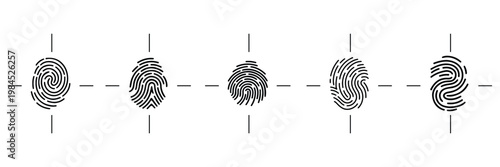 Biometric Fingerprint Scan Vector Icon Set for Identity and Security