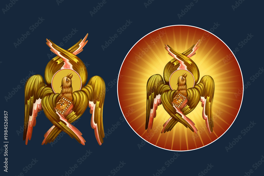 Fototapeta premium Eagle symbol Saint John. Illustration - fresco set in Byzantine style