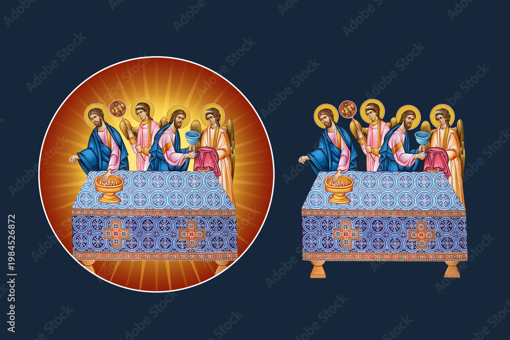 Fototapeta premium Eucharist, Holy Communion. Illustration - fresco set in Byzantine style
