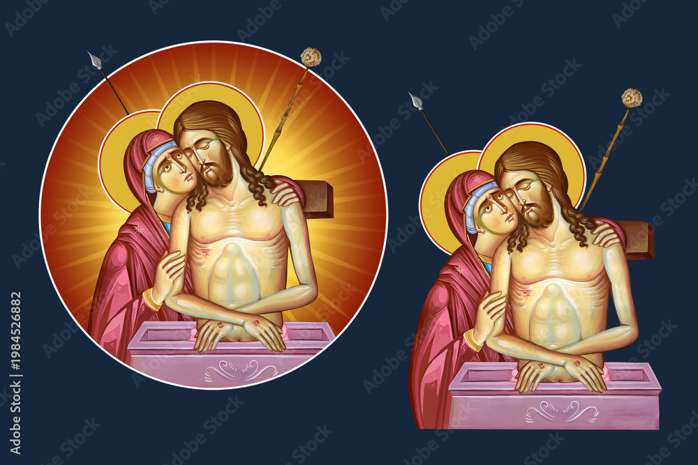 Fototapeta premium Jesus Christ King of Glory. Illustration - fresco set in Byzantine style