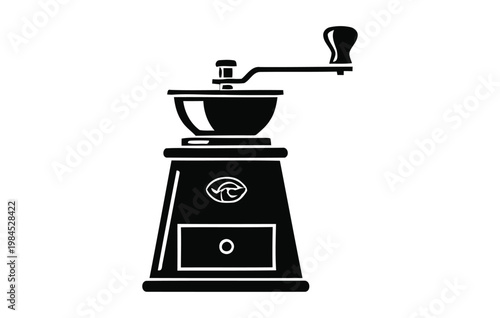 Vintage coffee grinder silhouette a classic manual mill for freshly ground beans evoking nostalgia and artisan coffee culture