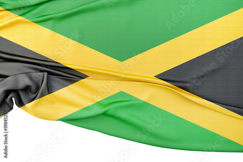 Jamaican flag waving over a white background. 3d render