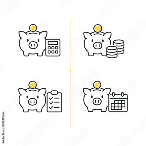 Personal budgeting and expense tracking concept focused on managing money saving habits and financial awareness in everyday life using simple piggy bank visuals, a piggy