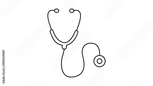 Fotografía Professional minimalist black line vector icon of a stethoscope isolated on a white background
