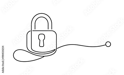 Safe digital interaction and protection of sensitive data in an increasingly connected environment, a minimal line shaping a connection path that smoothly integrates into